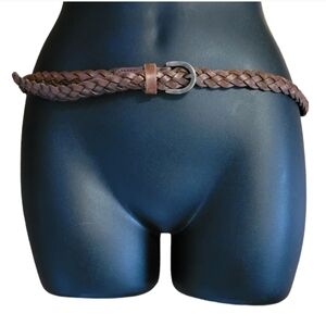 Cuir Veritable Leather Braided Belt Sz S